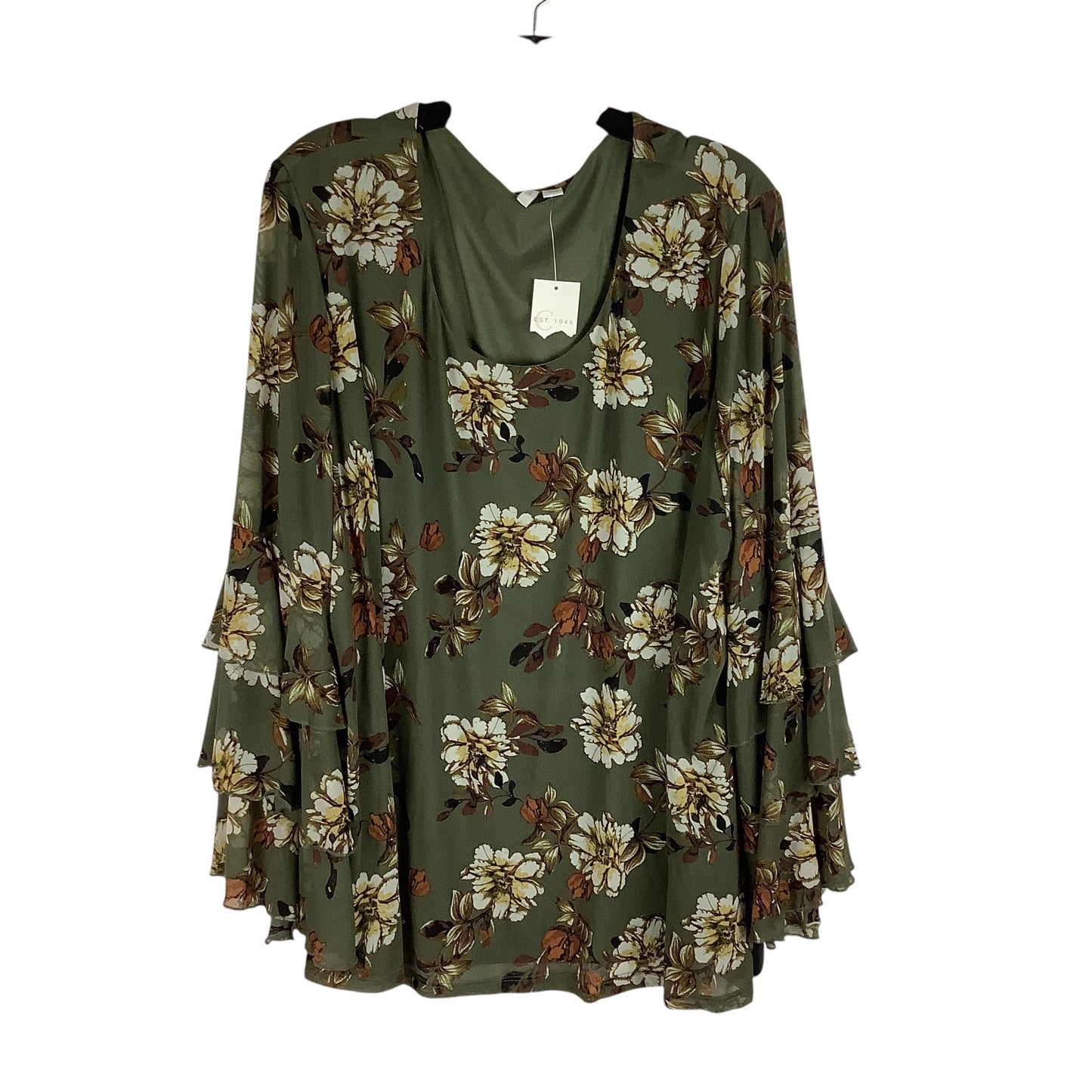 Top Long Sleeve By Cato In Green, Size: 3x