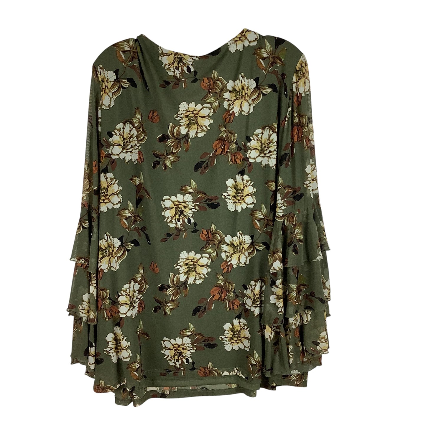 Top Long Sleeve By Cato In Green, Size: 3x