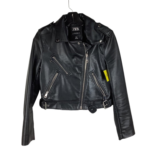 Jacket Faux Leather By Zara In Black, Size: S