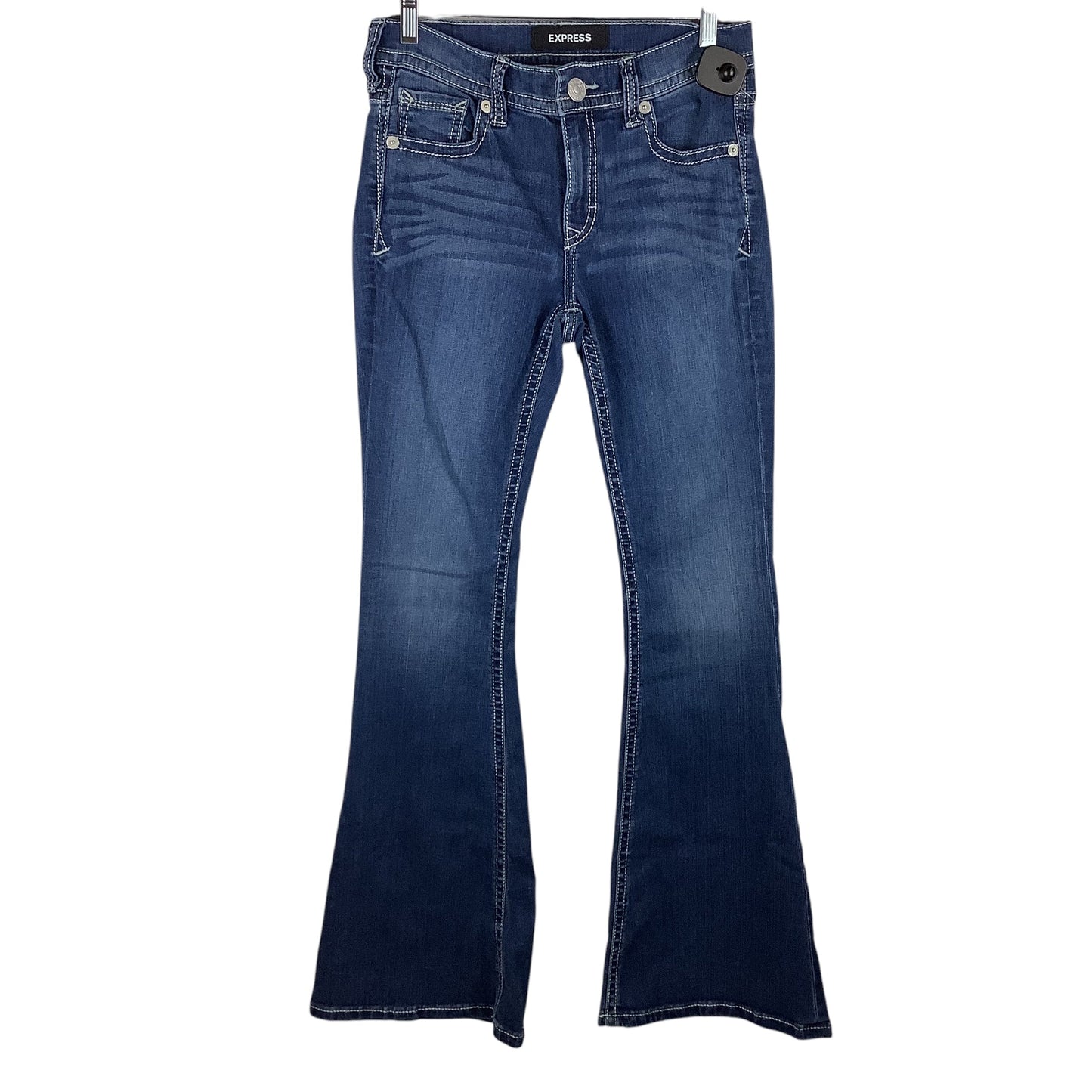 Jeans Boot Cut By Express In Blue Denim, Size: 2