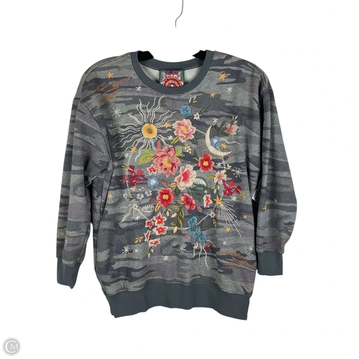Sweatshirt Crewneck By Johnny Was In Grey, Size: Xs