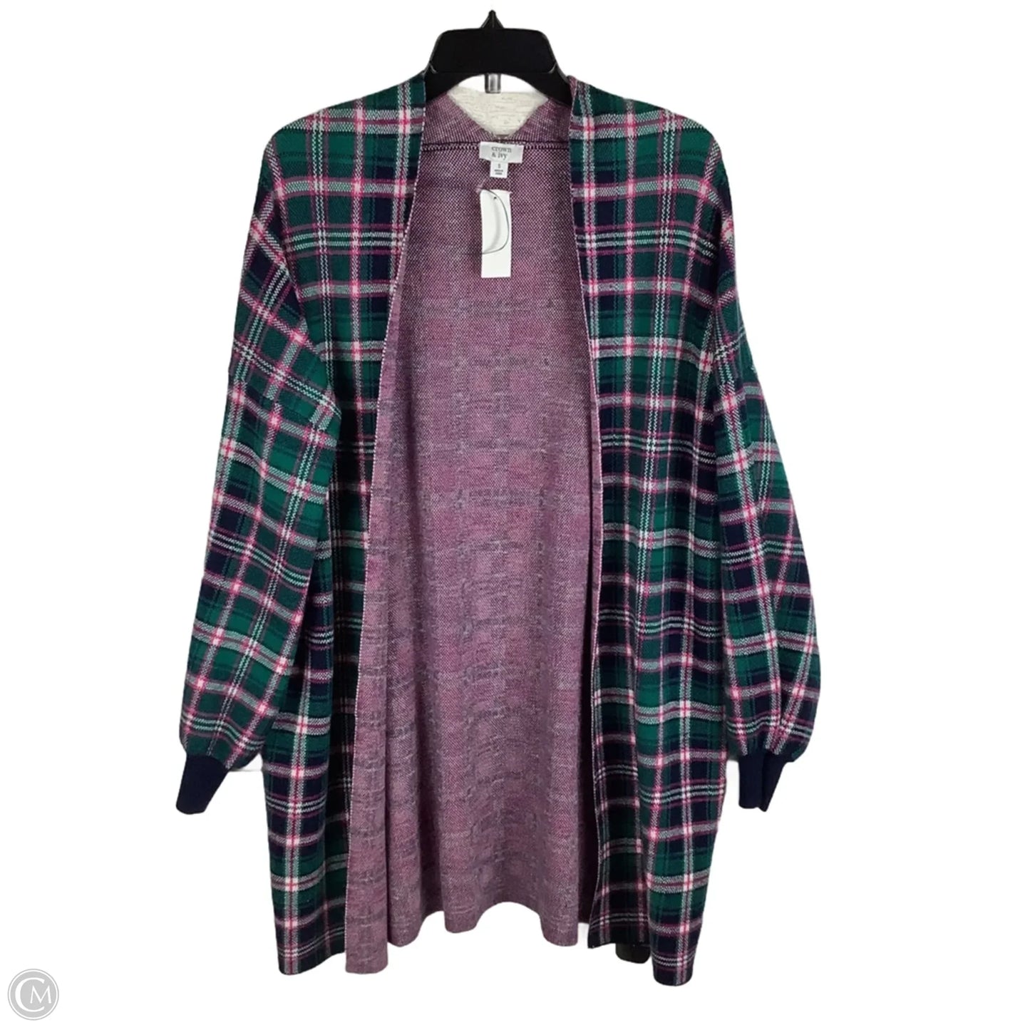 Sweater Cardigan By Crown And Ivy In Plaid Pattern, Size: S