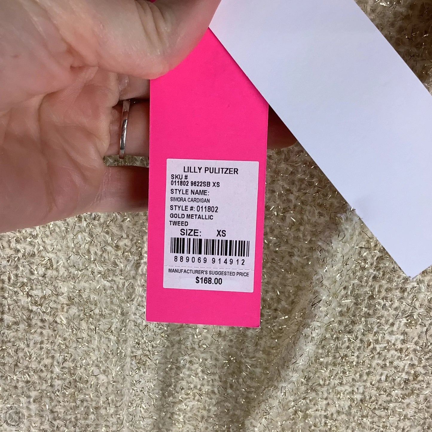 Sweater Cardigan Designer By Lilly Pulitzer In Gold, Size: Xs