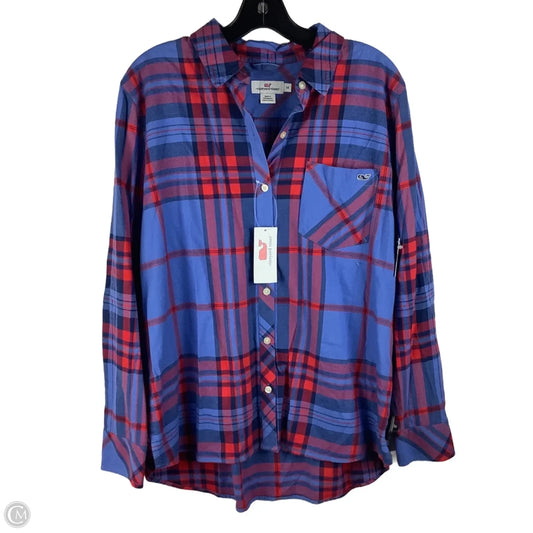 Top Long Sleeve By Vineyard Vines In Plaid Pattern, Size: 14