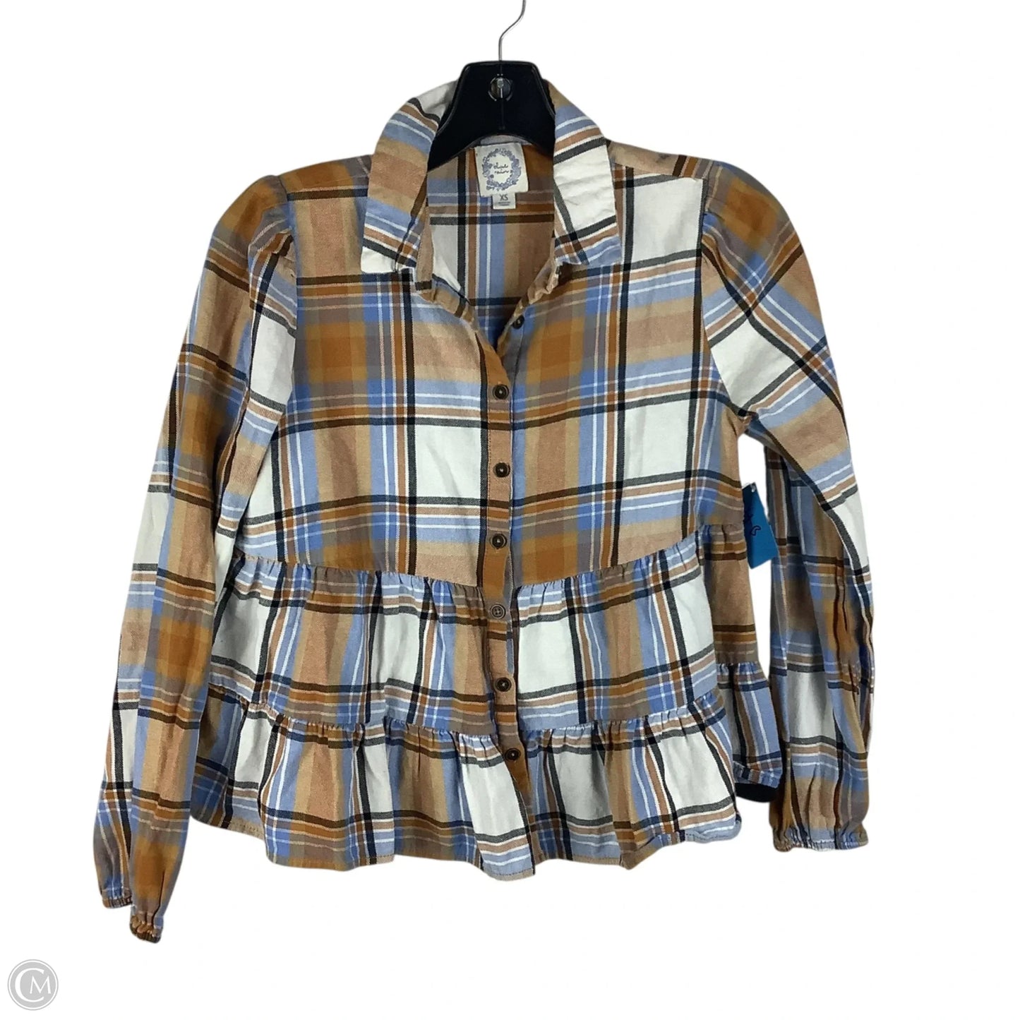 Top Long Sleeve By Blue Rain In Plaid Pattern, Size: Xs