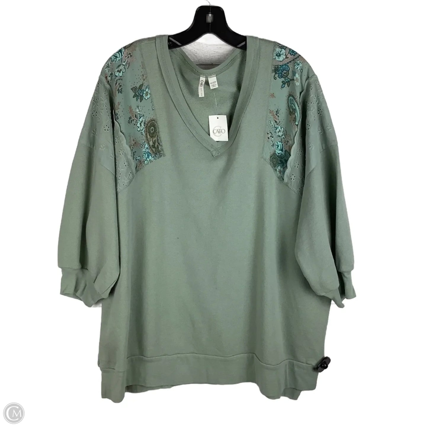 Top Long Sleeve By Cato In Green, Size: 1x (18/20)