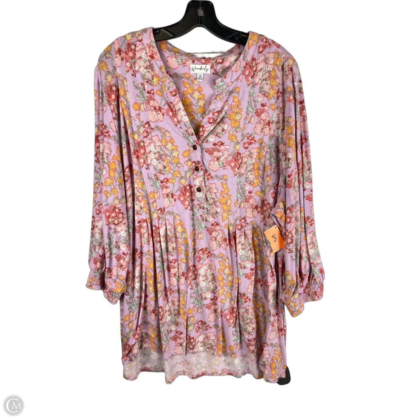 Top Long Sleeve By Wonderly In Pink, Size: 3x