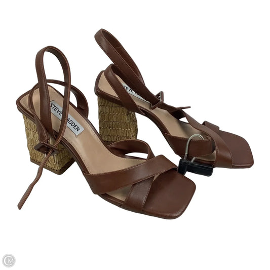 Sandals Heels Block By Steve Madden In Brown, Size: 7