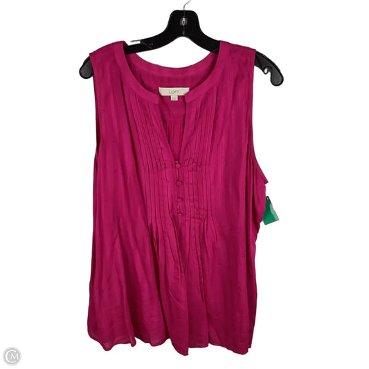 Top Sleeveless By Loft In Pink, Size: Xl