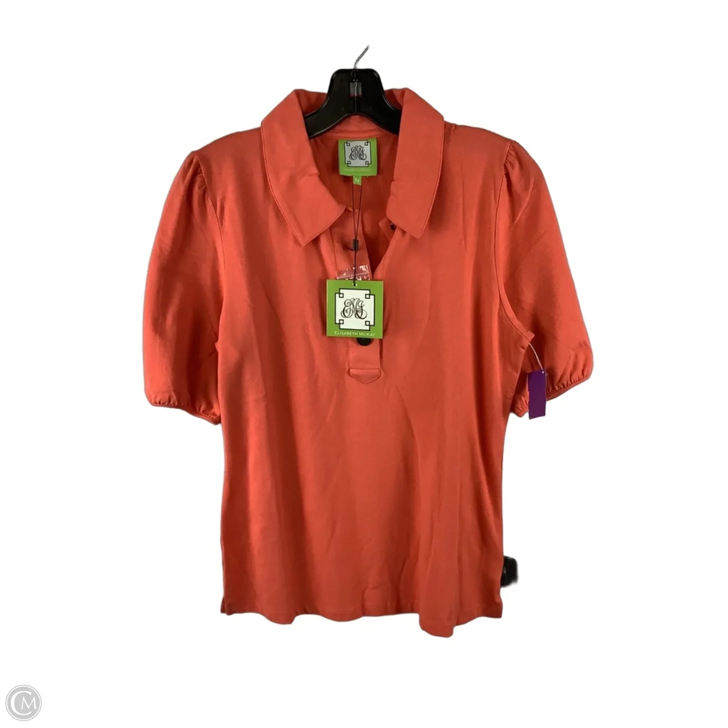 Top Short Sleeve By Elizabeth Mckay In Coral, Size: M