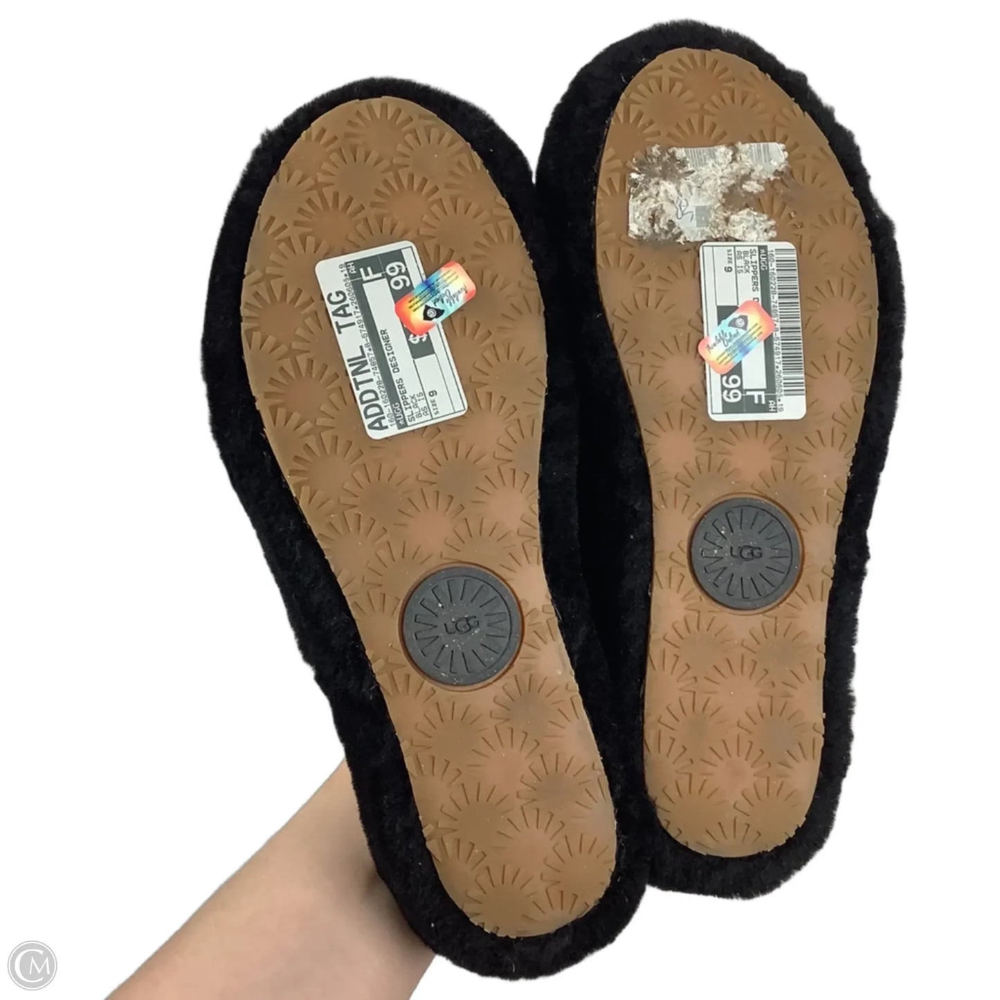 Slippers Designer By Ugg In Black, Size: 9