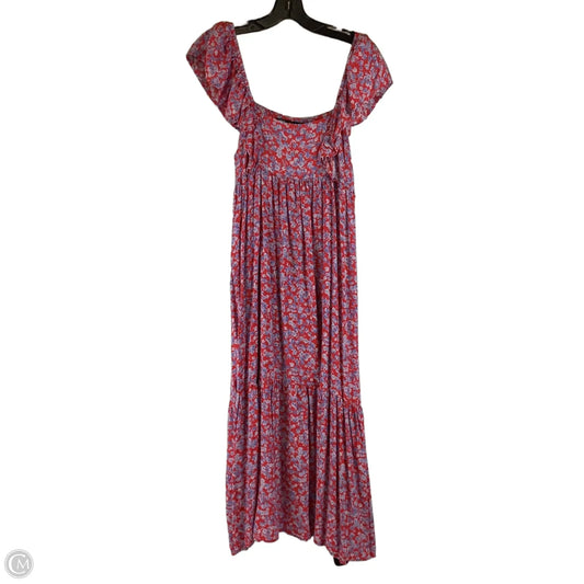 Dress Casual Midi By Zara In Blue & Red, Size: M