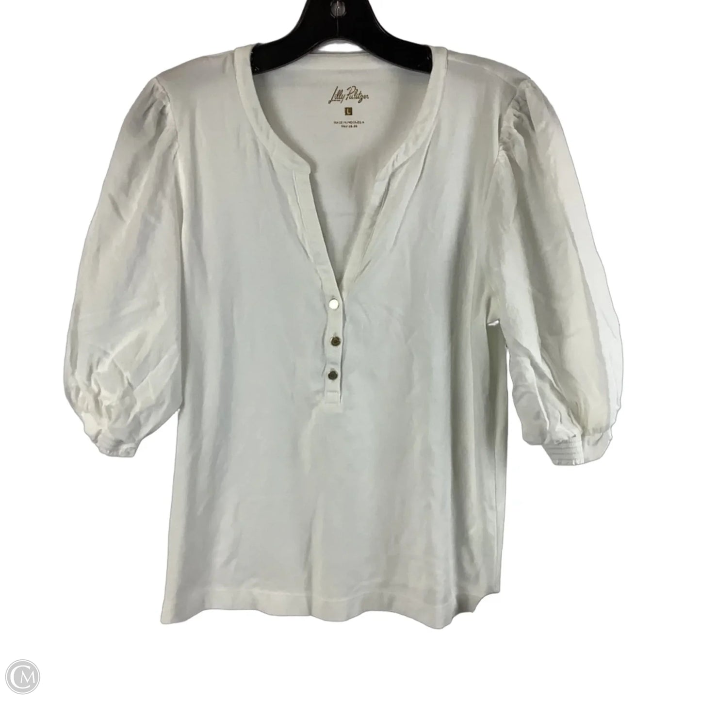 Top Short Sleeve Designer By Lilly Pulitzer In White, Size: L