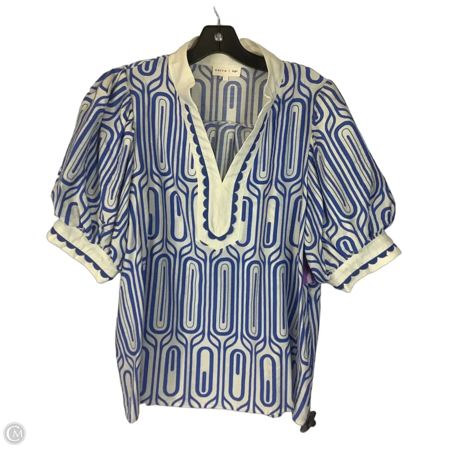 Top Short Sleeve By Entro In Blue & White, Size: L