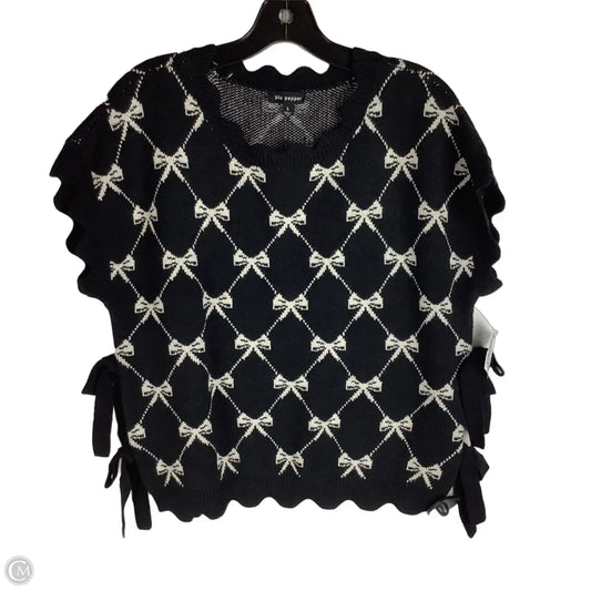 Sweater Short Sleeve By Blu Pepper In Black, Size: L