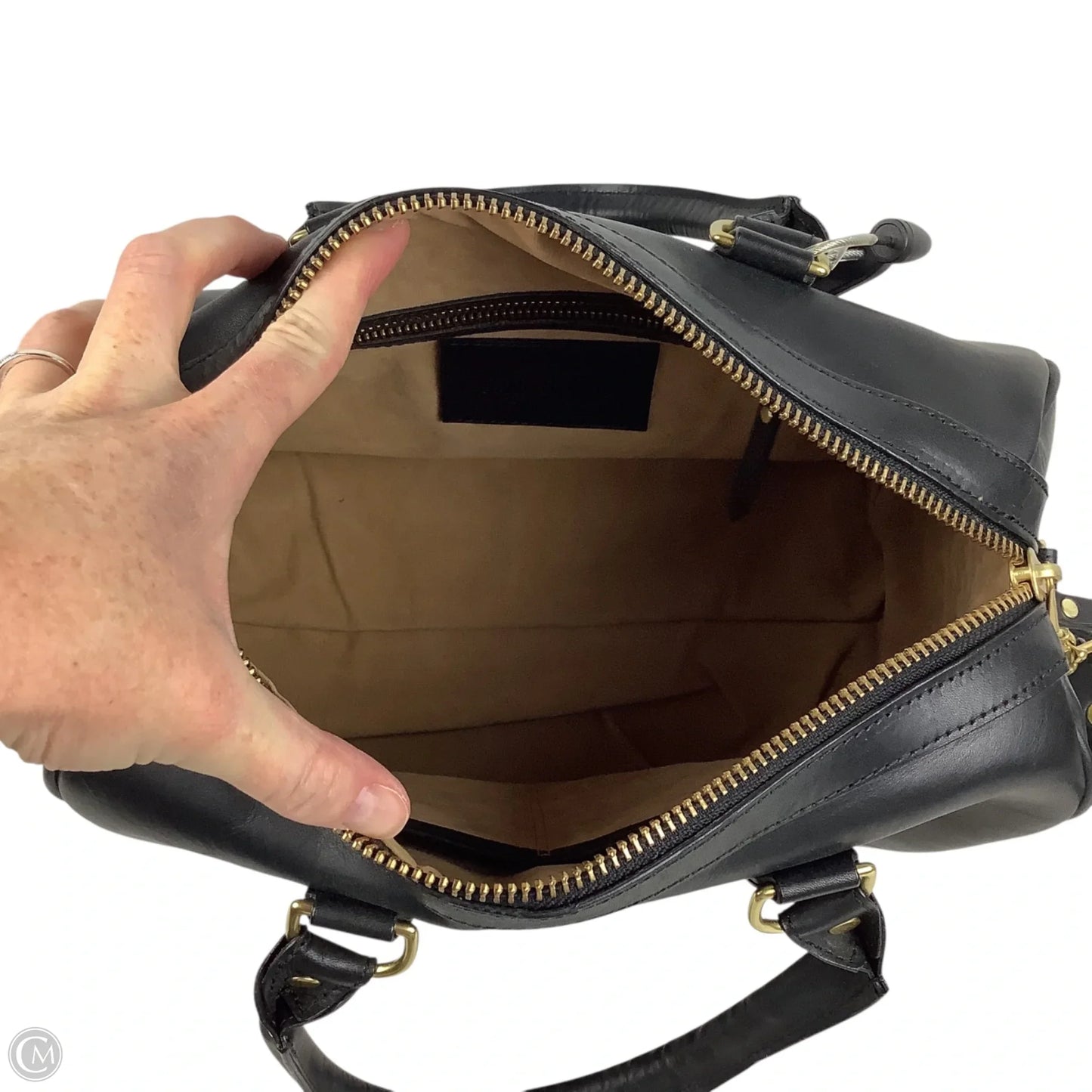 Handbag Leather By Cma, Size: Medium