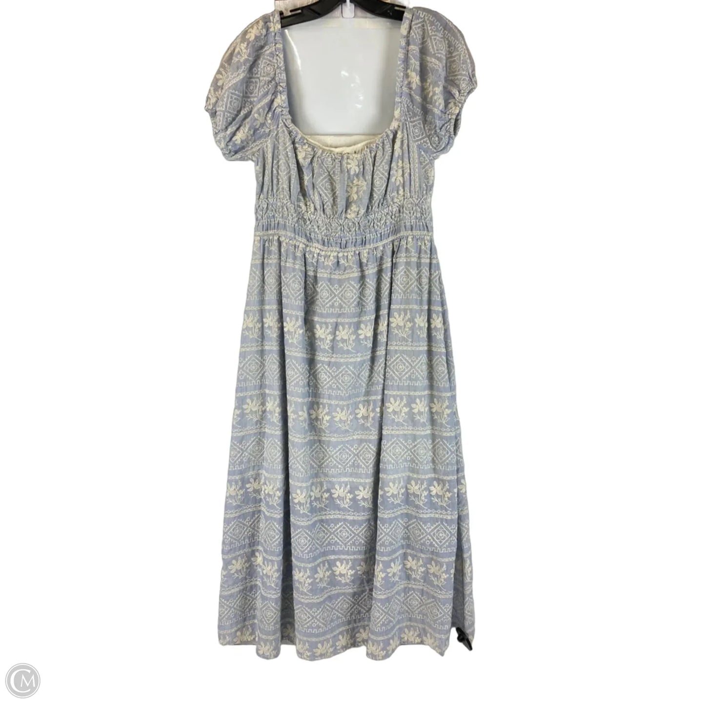 Dress Casual Midi By By The River In Blue & Cream, Size: L