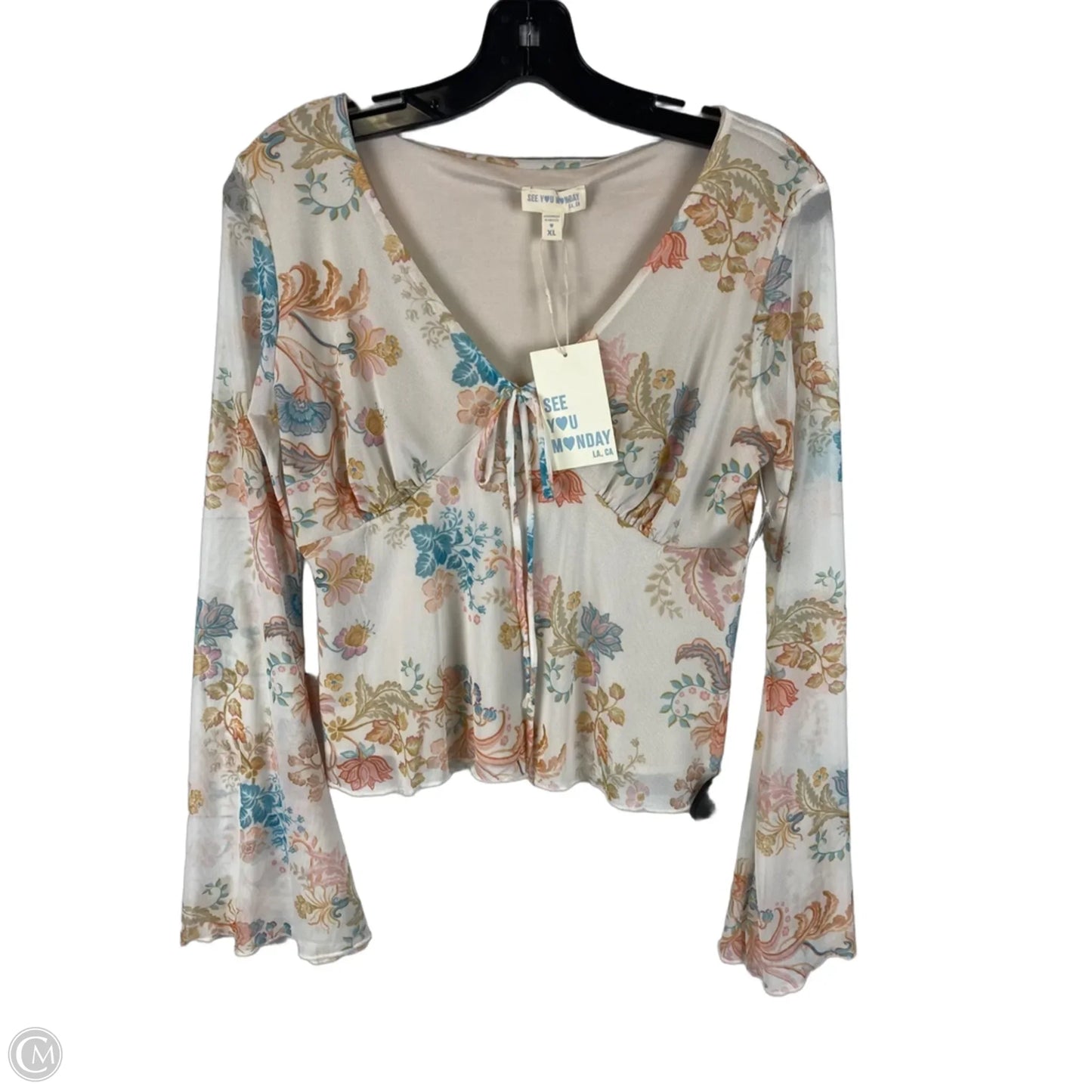 Top Long Sleeve By See You Monday In Floral Print, Size: Xl