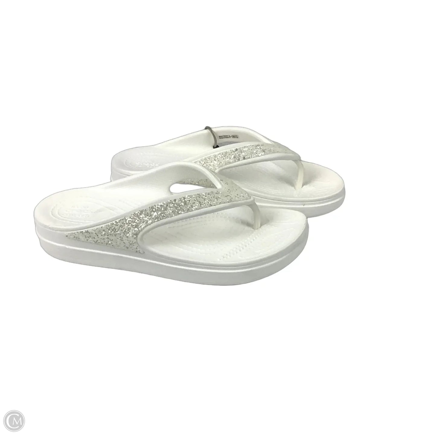 Sandals Flip Flops By Crocs In White, Size: 8