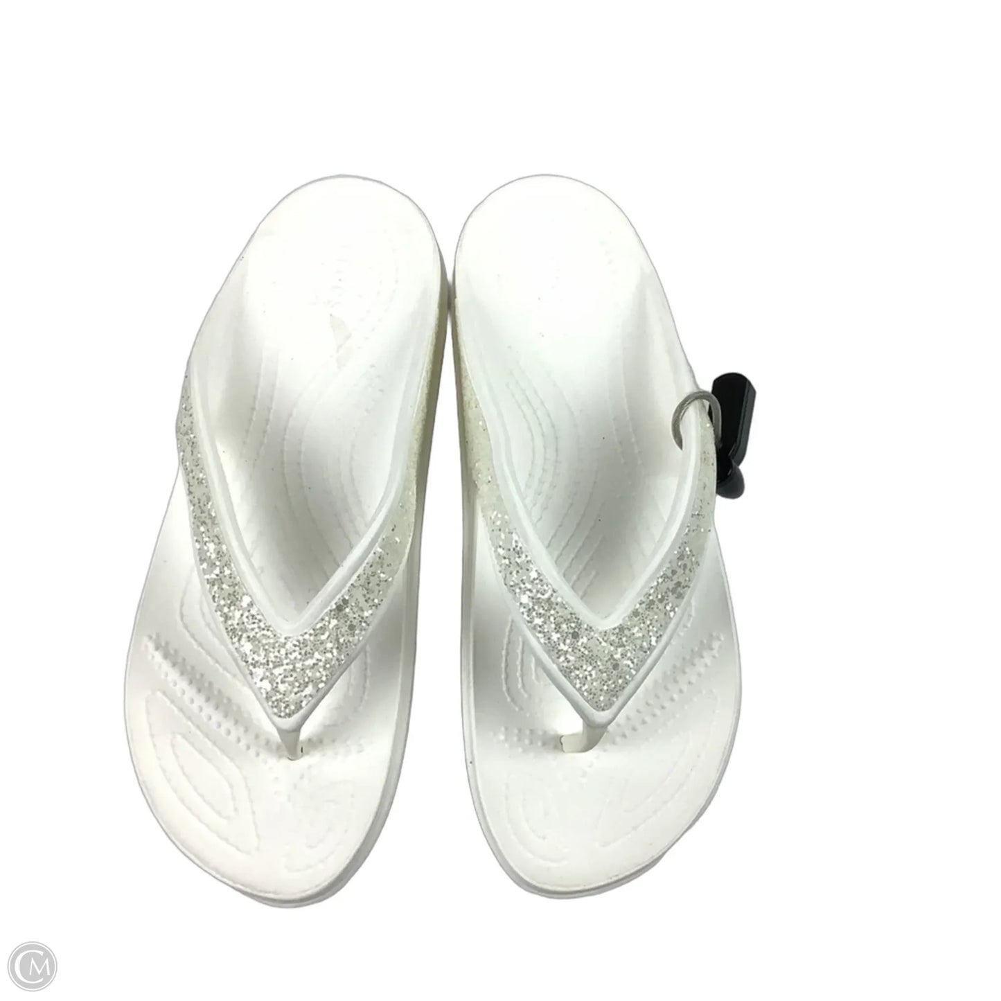 Sandals Flip Flops By Crocs In White, Size: 8