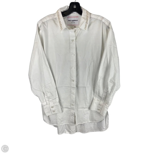 Top Long Sleeve Designer By Karl Lagerfeld In White