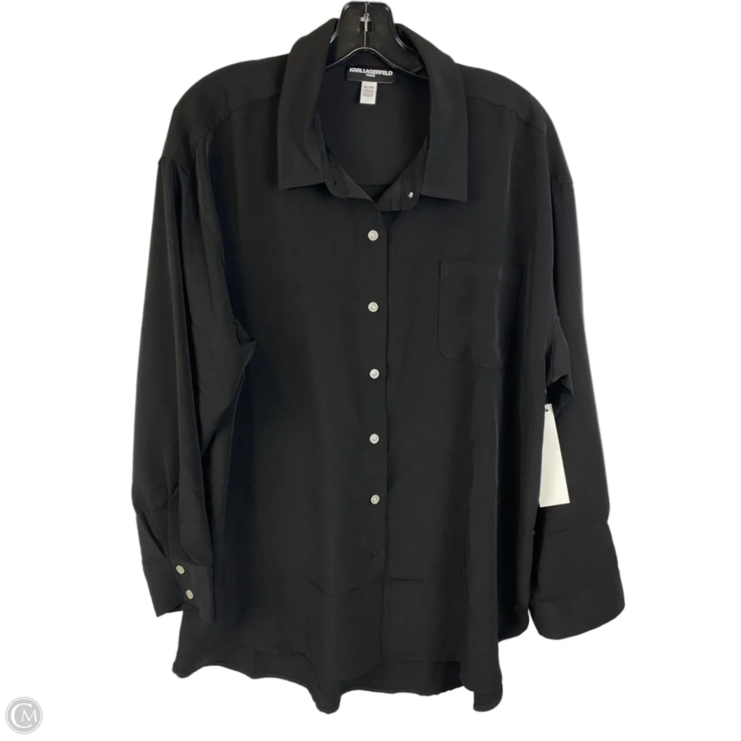 Top Long Sleeve Designer By Karl Lagerfeld In Black, Size: Xl