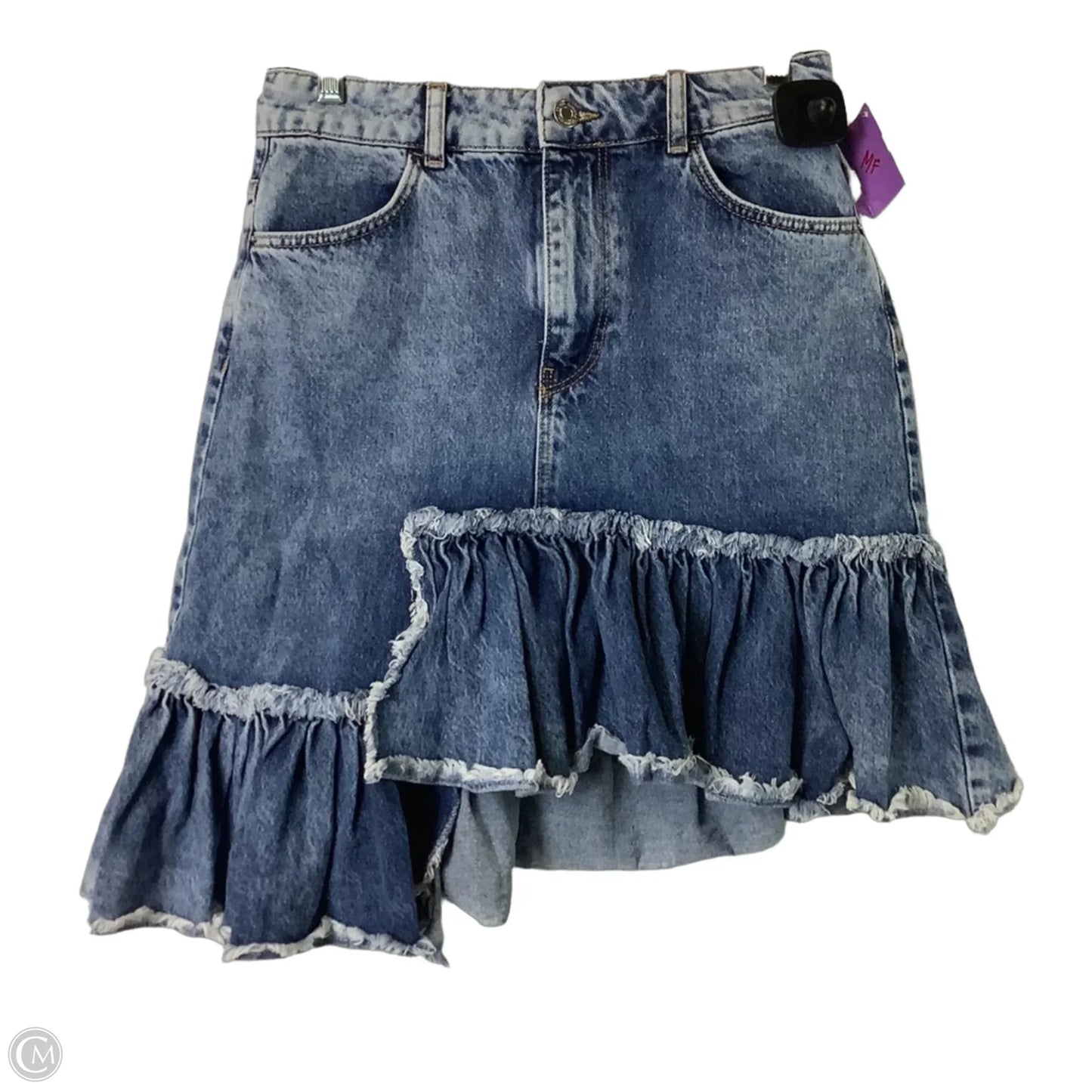 Skirt Midi By Bershka In Blue Denim, Size: M
