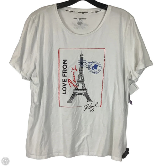 Top Short Sleeve Designer By Karl Lagerfeld In White, Size: Xl