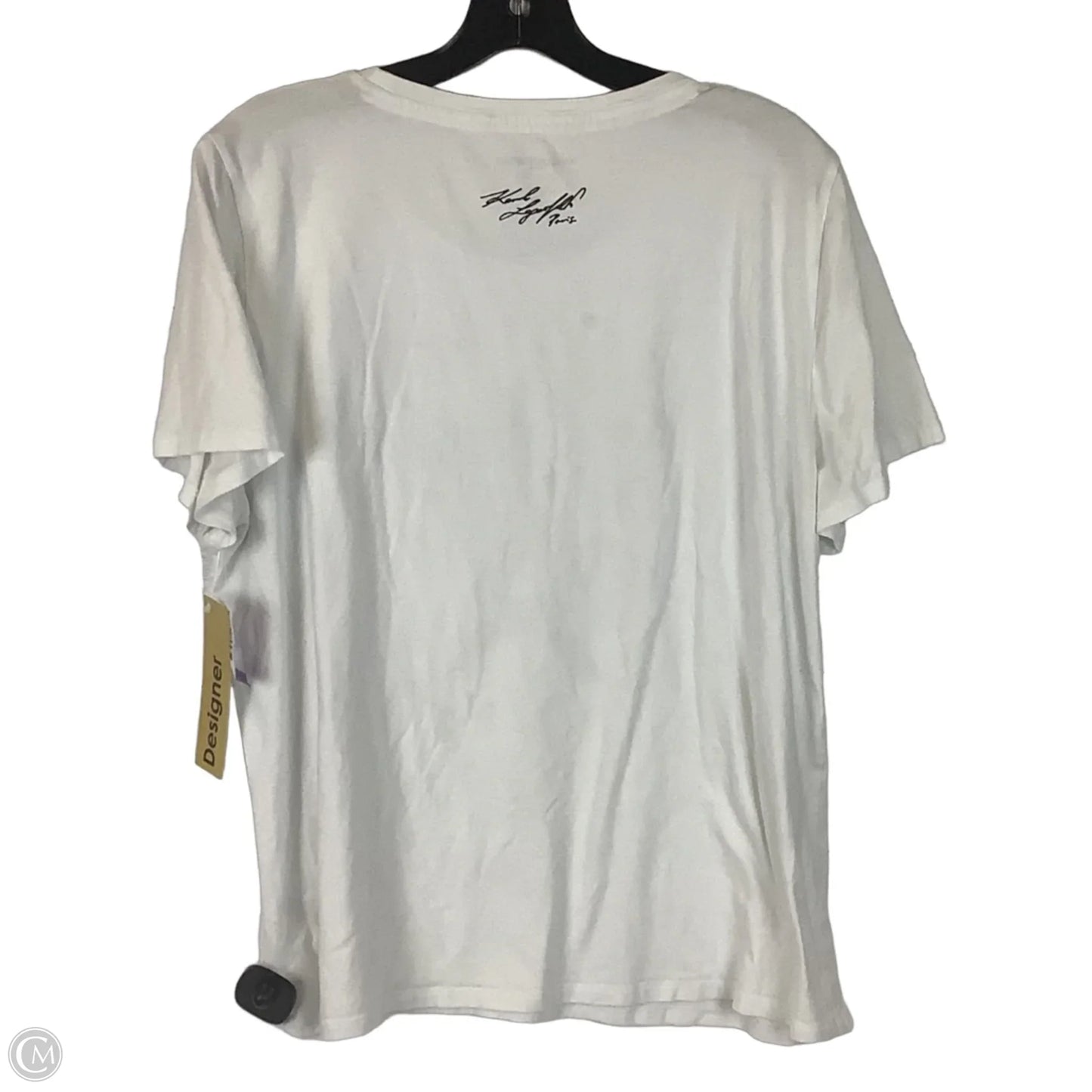 Top Short Sleeve Designer By Karl Lagerfeld In White, Size: Xl