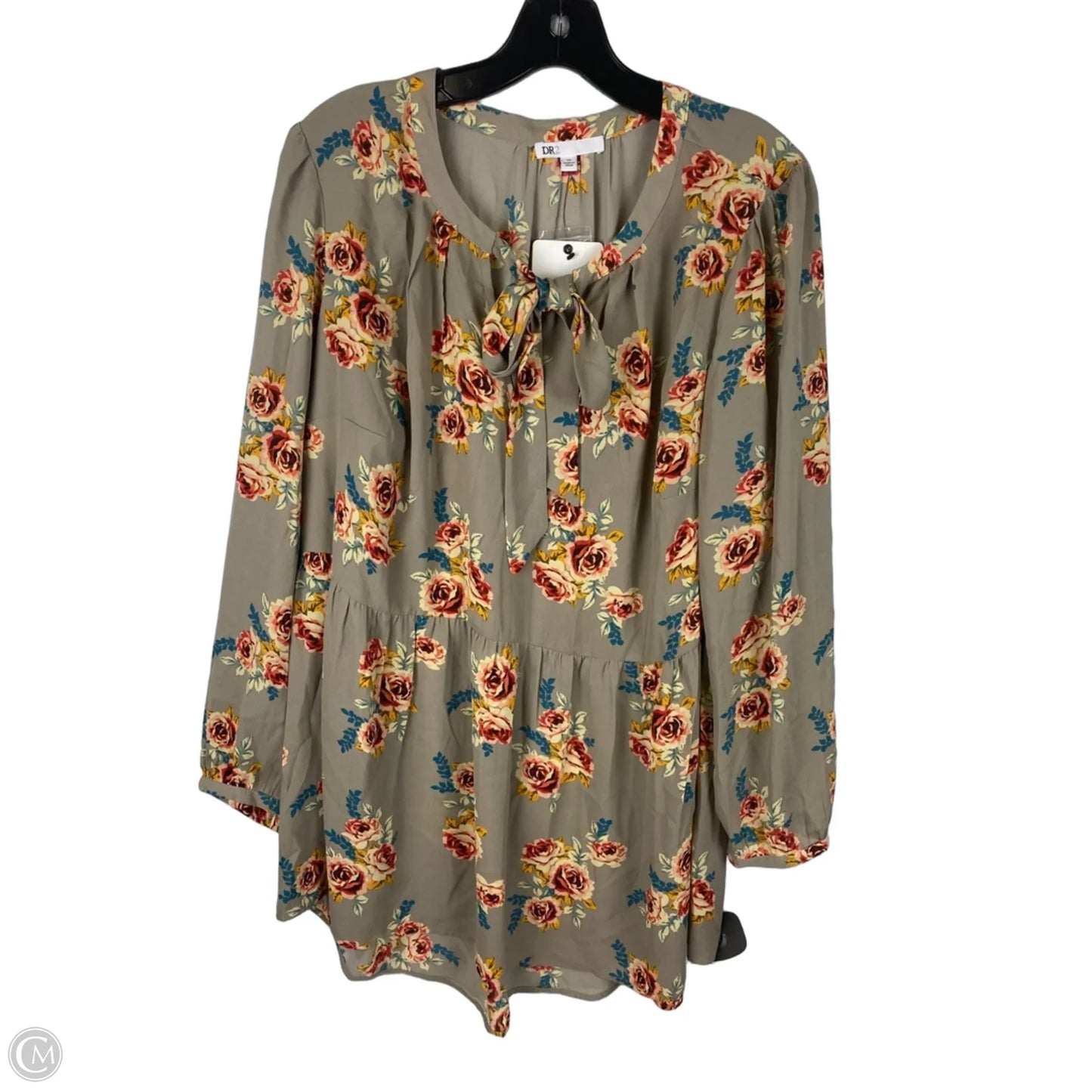 Top Long Sleeve By Dr2 In Floral Print, Size: 1x