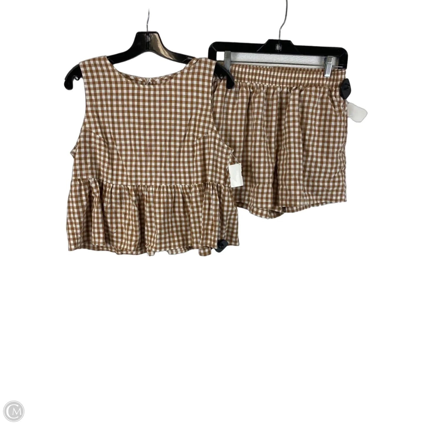 Skirt Set 2pc By Clothes Mentor In Brown & Cream, Size: L