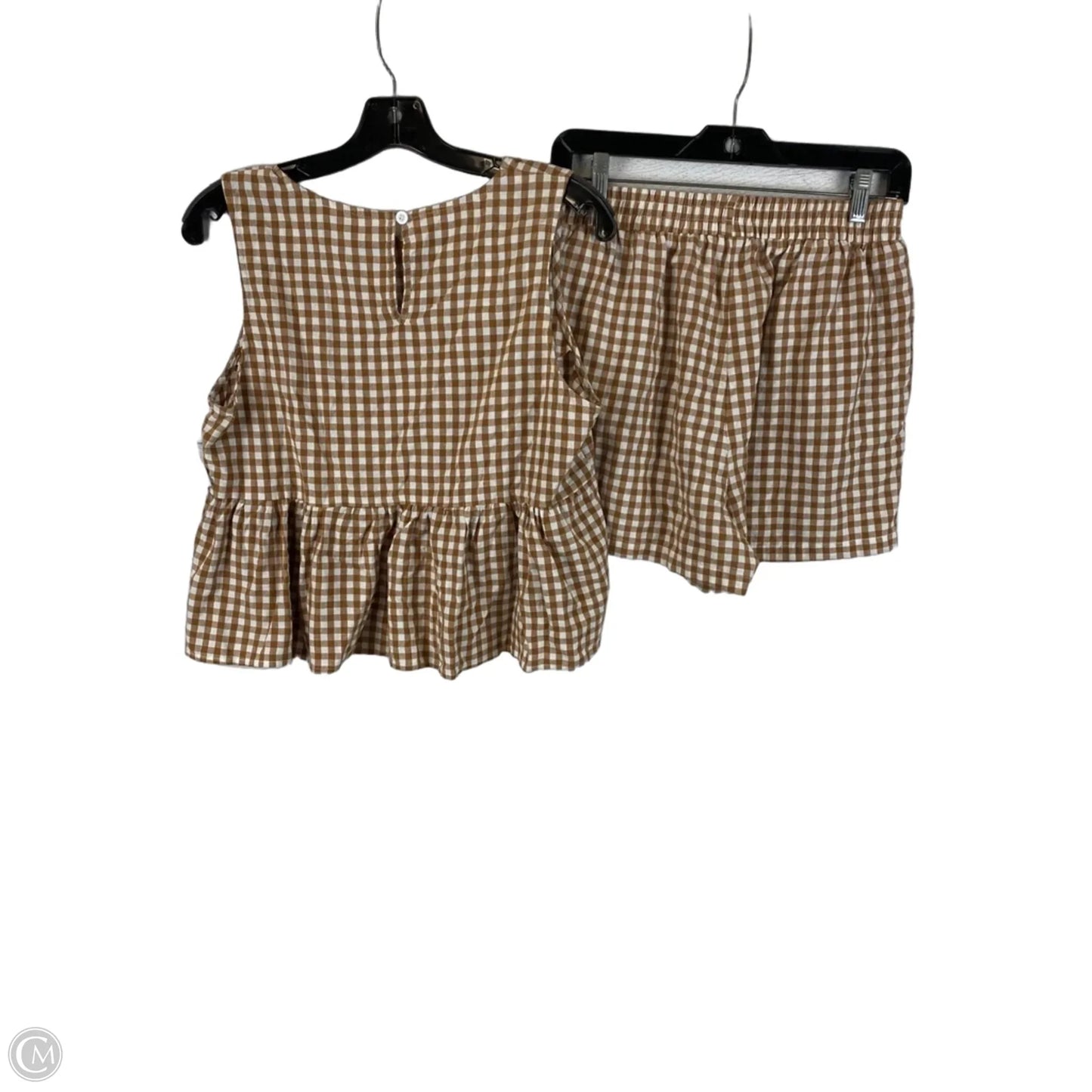 Skirt Set 2pc By Clothes Mentor In Brown & Cream, Size: L
