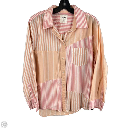 Top Long Sleeve By Aerie In Orange & Pink, Size: M