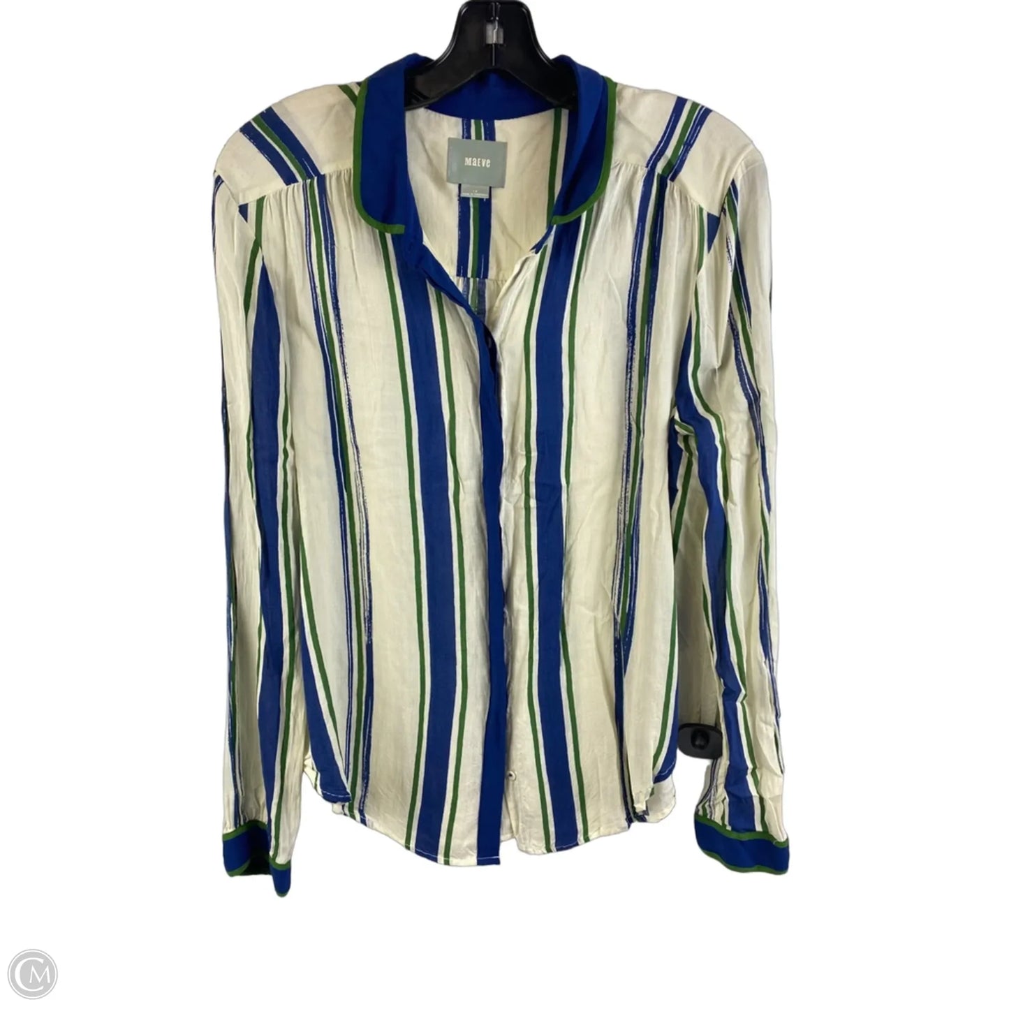 Top Long Sleeve By Maeve In Striped Pattern, Size: 12