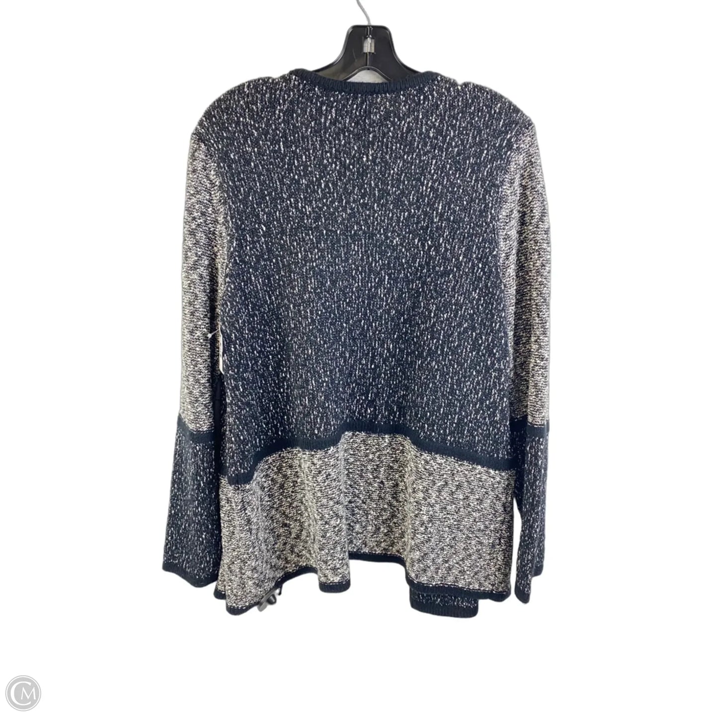 Sweater Cardigan By Chicos In Black & White, Size: L