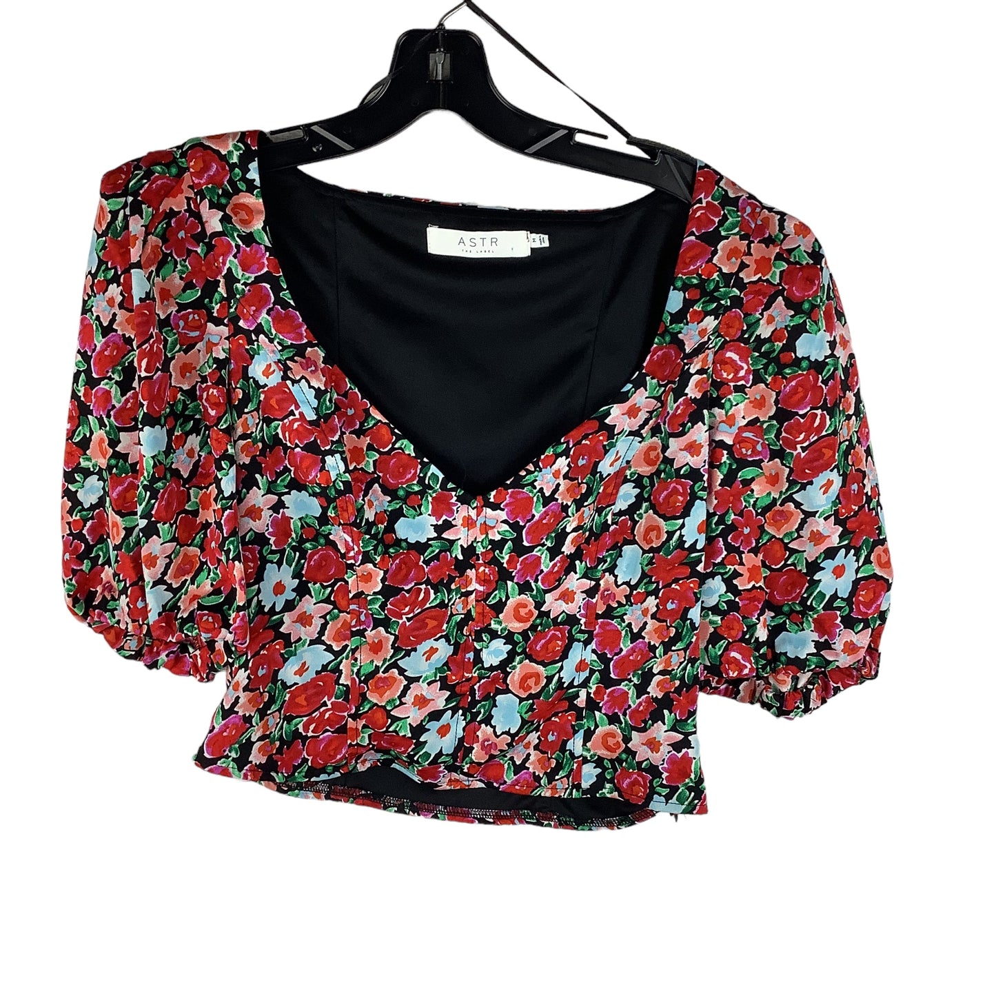 Floral Print Top Short Sleeve Astr, Size M