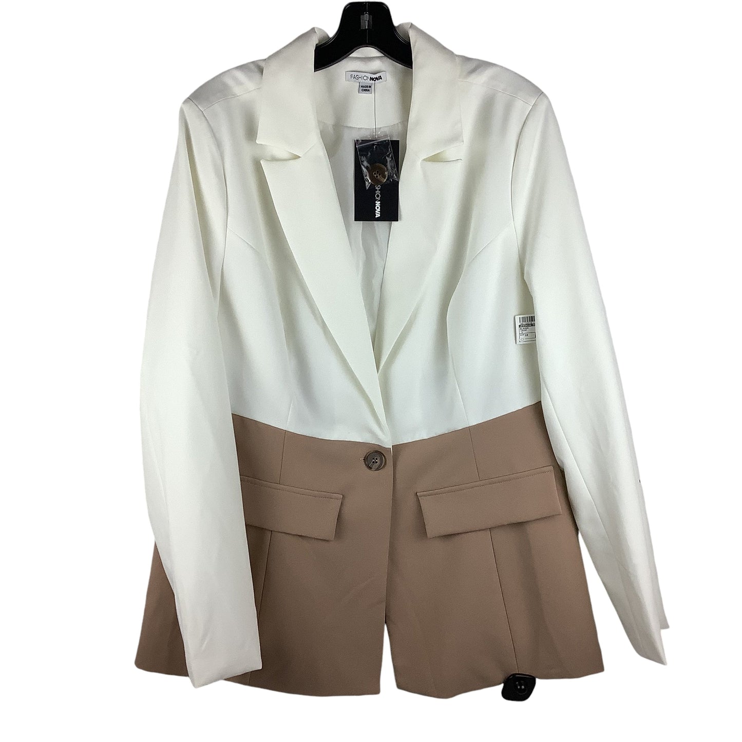 Blazer By Fashion Nova In Cream, Size: 1x