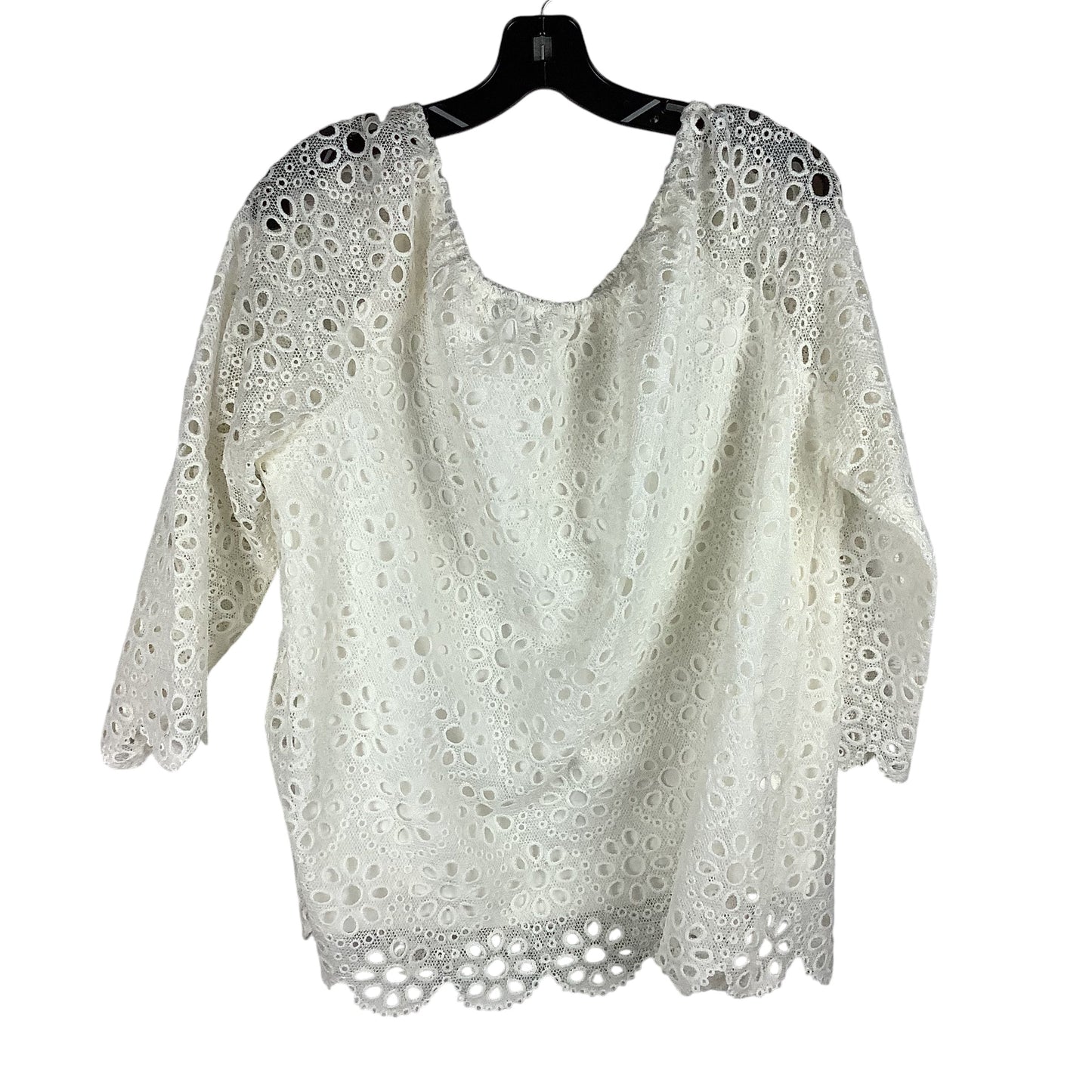 Top Long Sleeve By Cato In White, Size: Xl