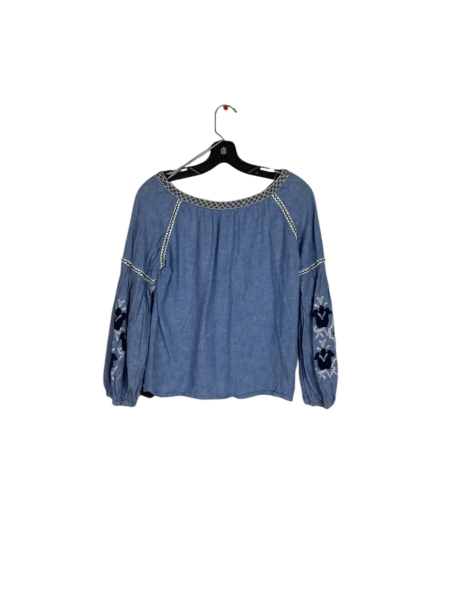 Top Long Sleeve By Zara Basic In Blue, Size: Xs