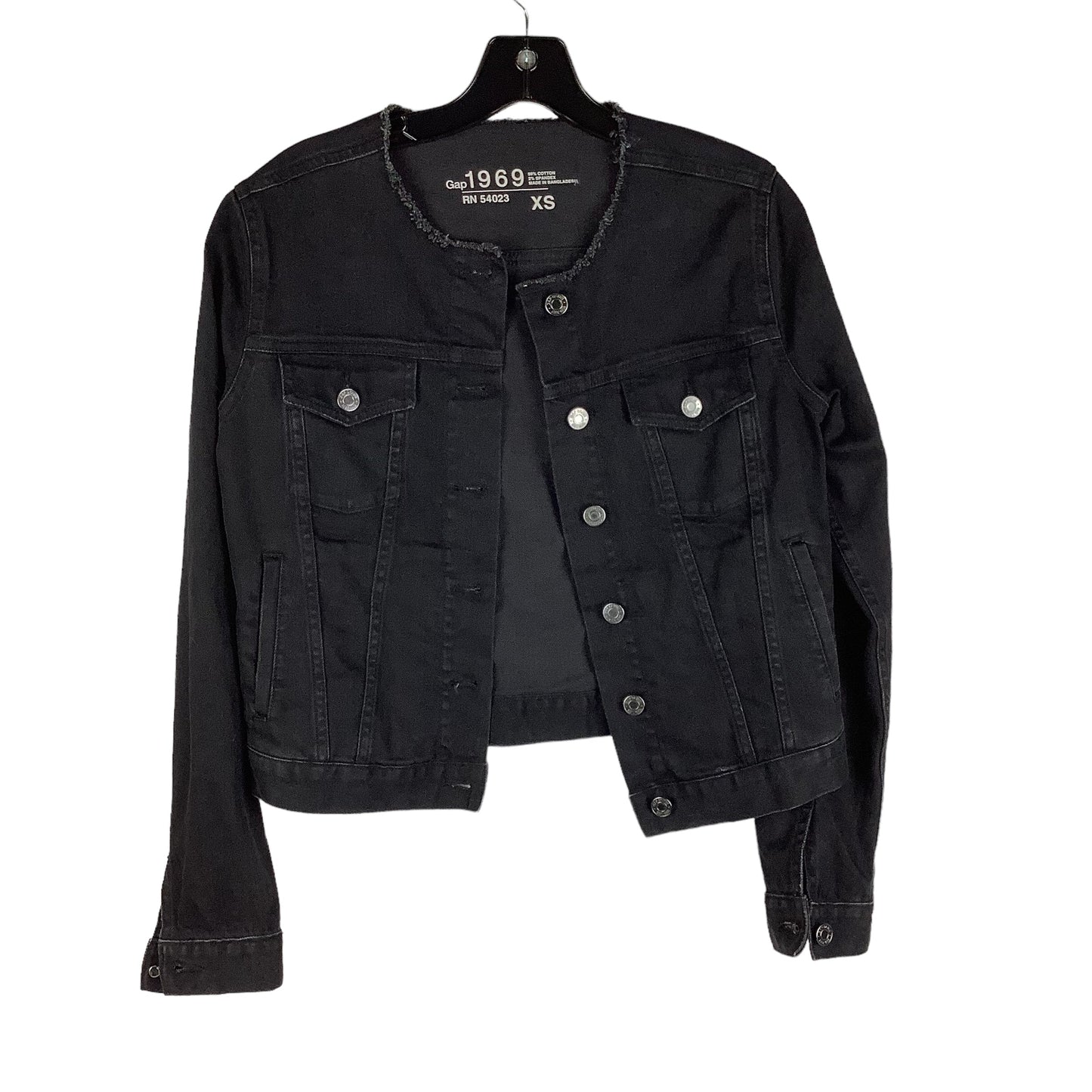 Jacket Denim By Gap In Black Denim, Size: Xs