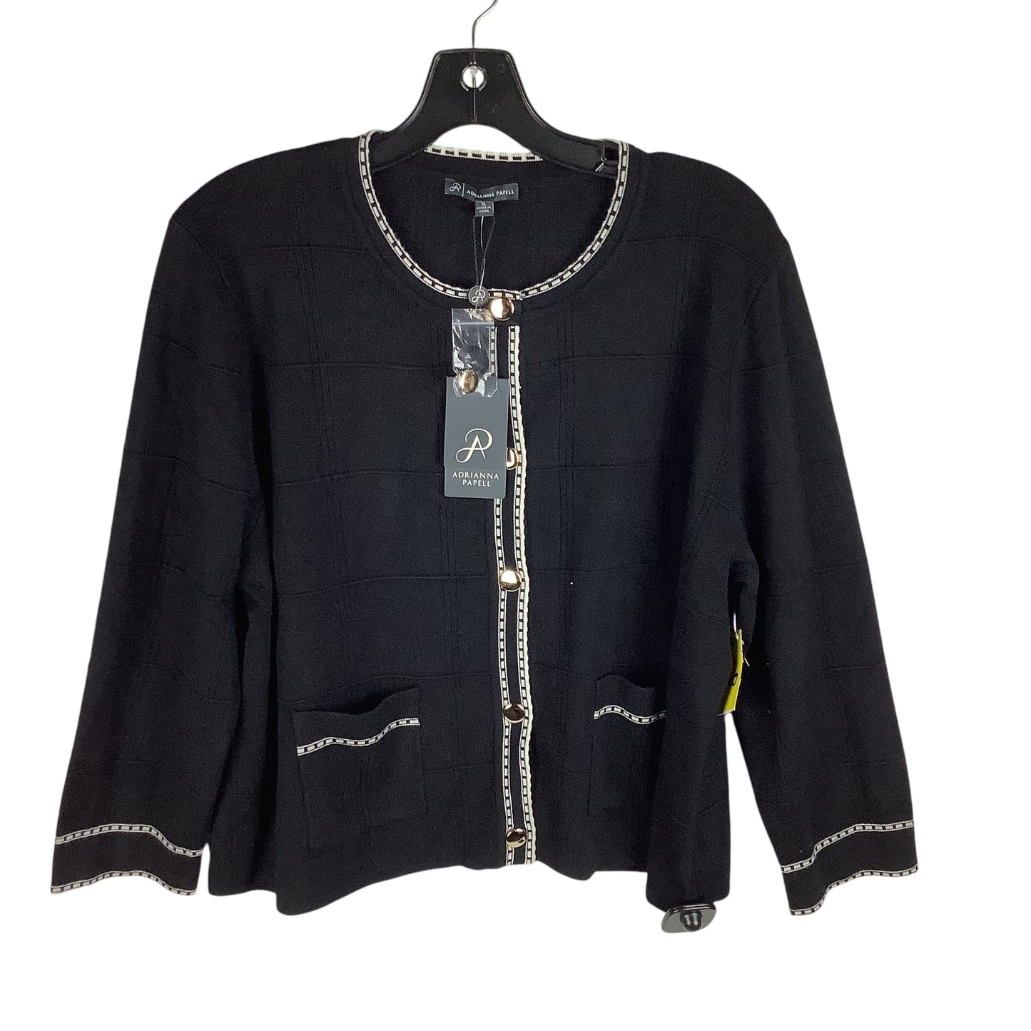 Sweater Cardigan By Adrianna Papell In Black, Size: Xl