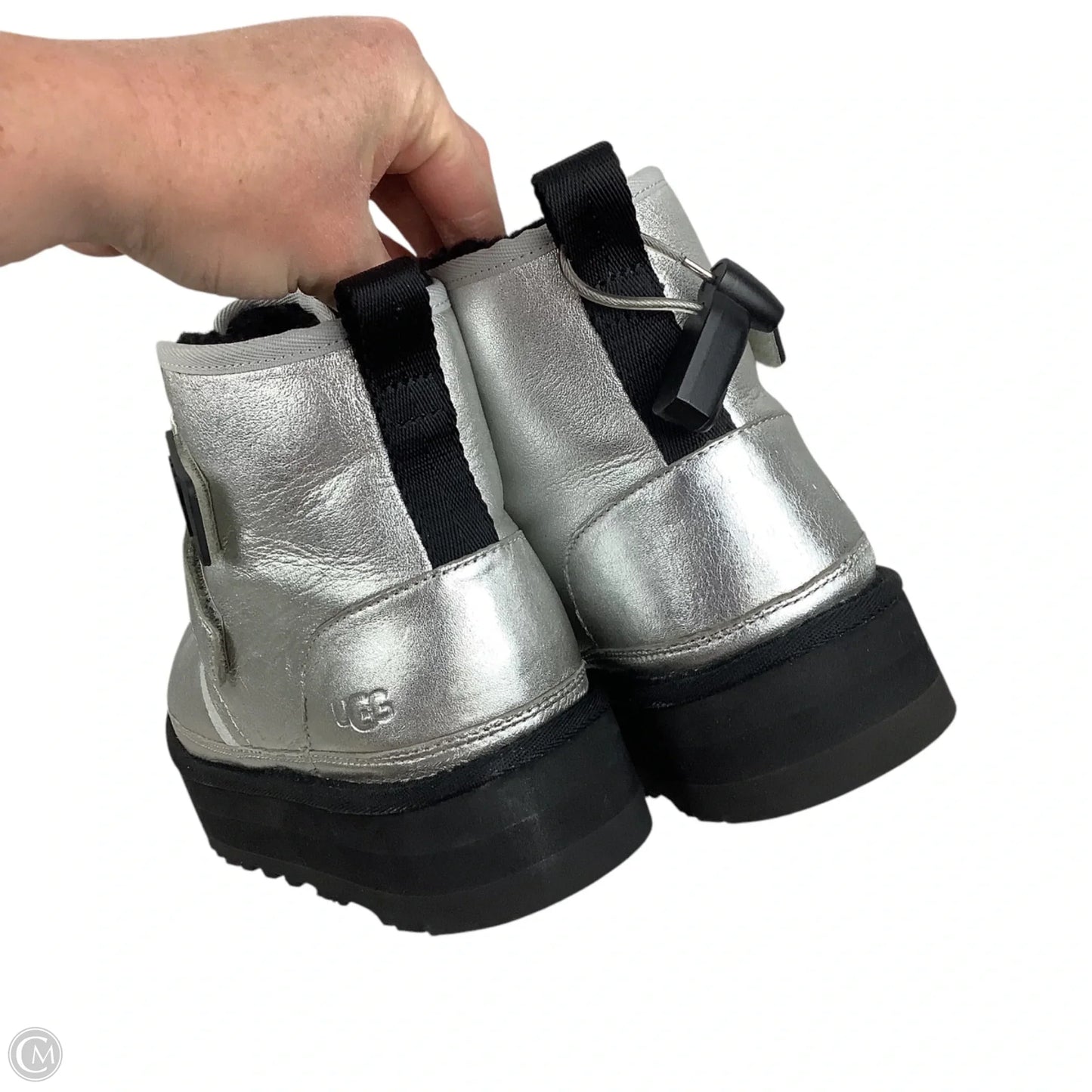 Boots Designer By Ugg In Silver, Size: 6