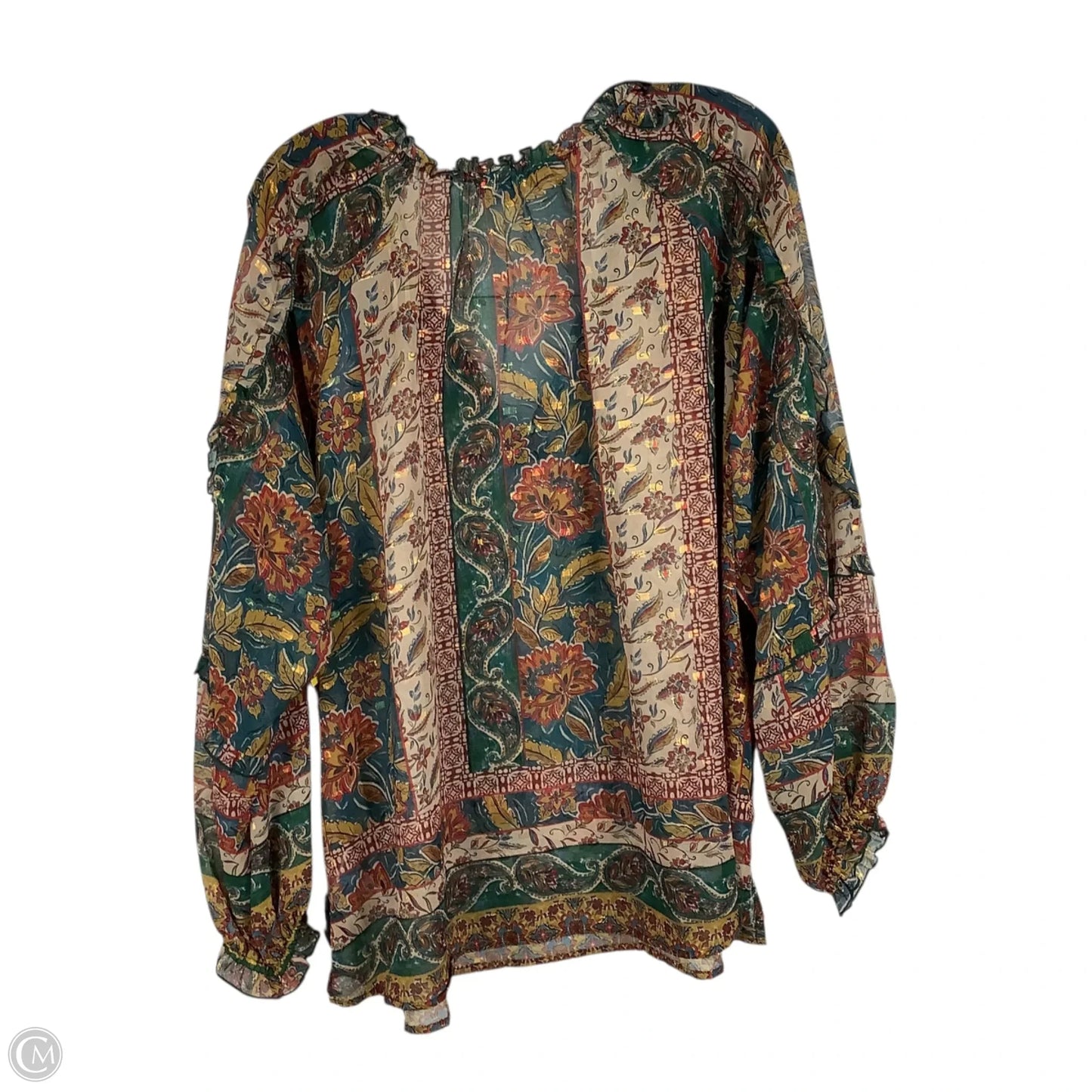 Top Long Sleeve By Democracy In Multi-colored, Size: 2x