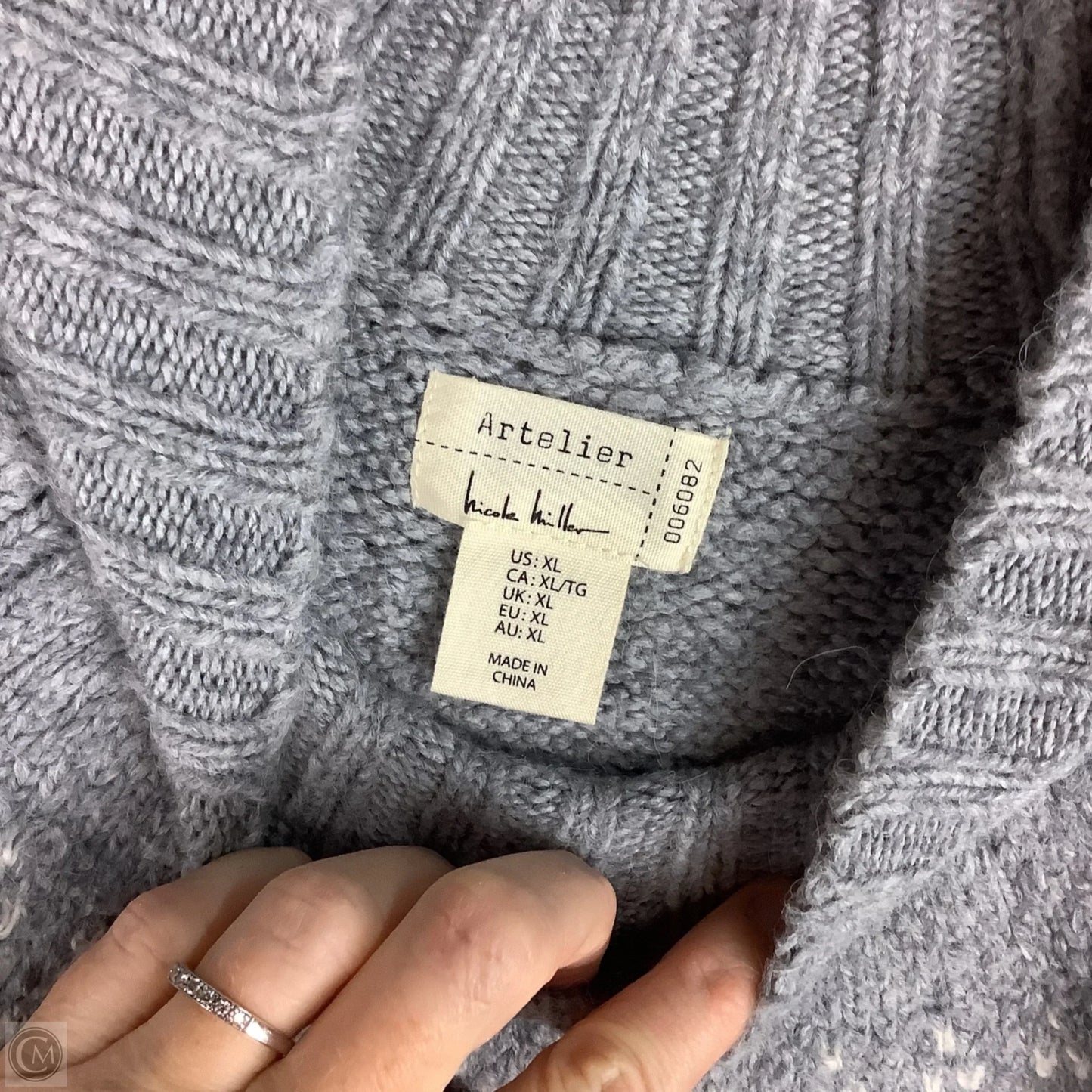 Sweater By Nicole Miller In Grey, Size: Xl