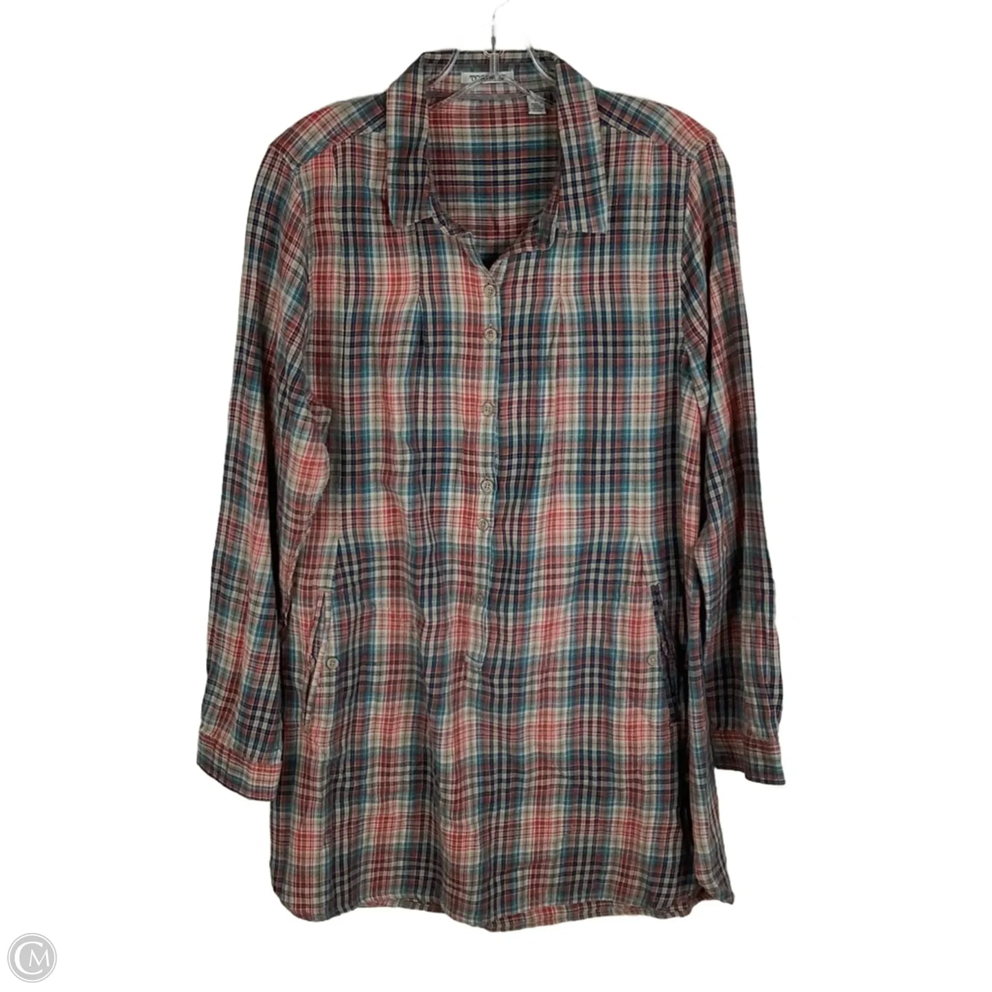 Top Long Sleeve By Toad & Co In Plaid Pattern, Size: L