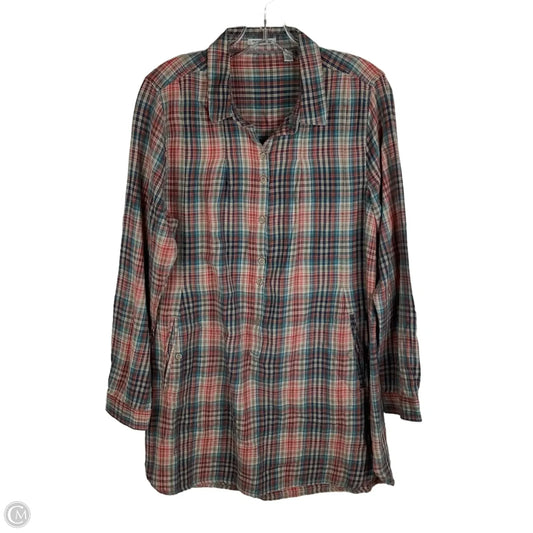 Top Long Sleeve By Toad & Co In Plaid Pattern, Size: L