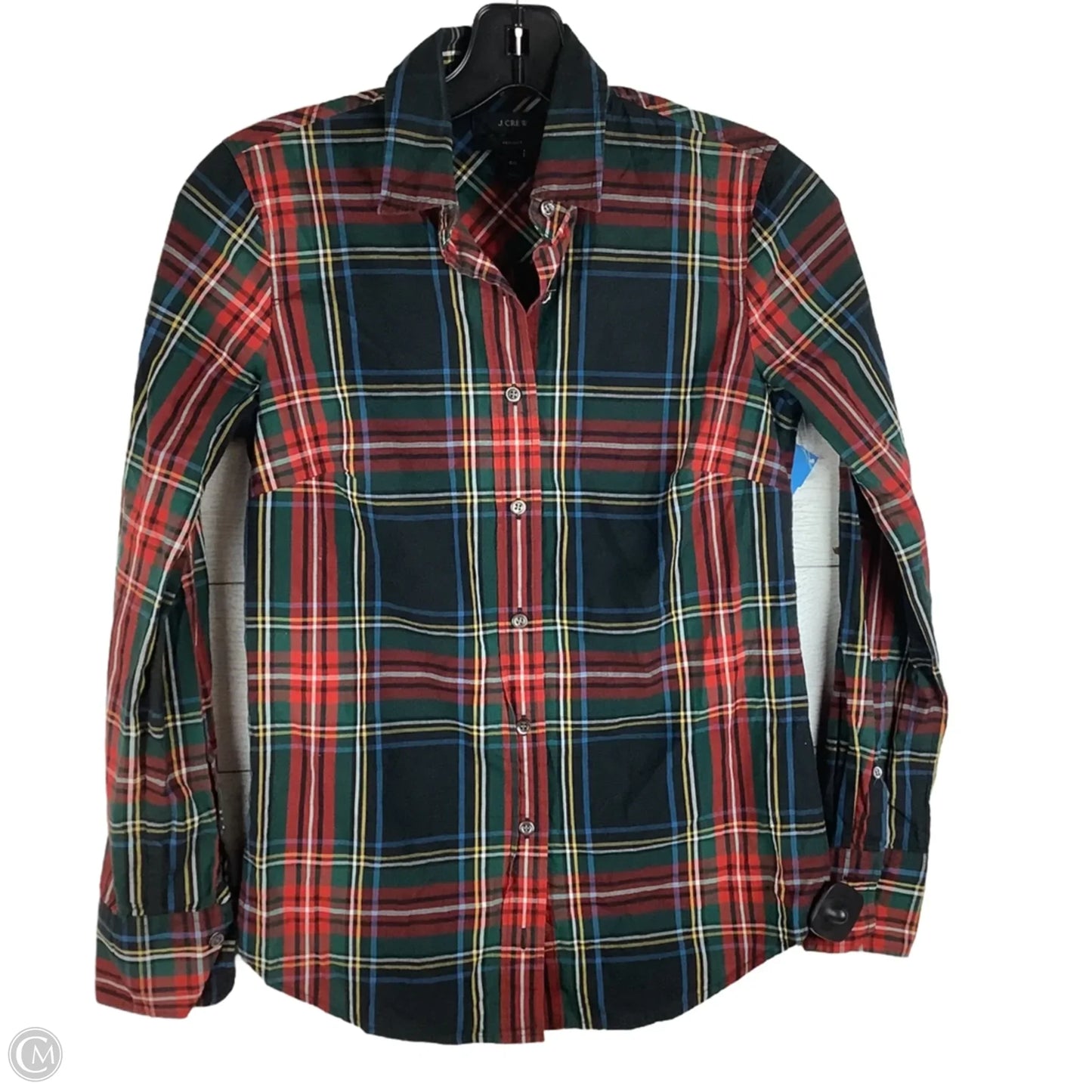 Top Long Sleeve By J. Crew In Plaid Pattern, Size: 00/xs