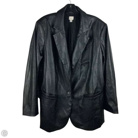 Jacket Faux Leather By A New Day In Black, Size: 2x