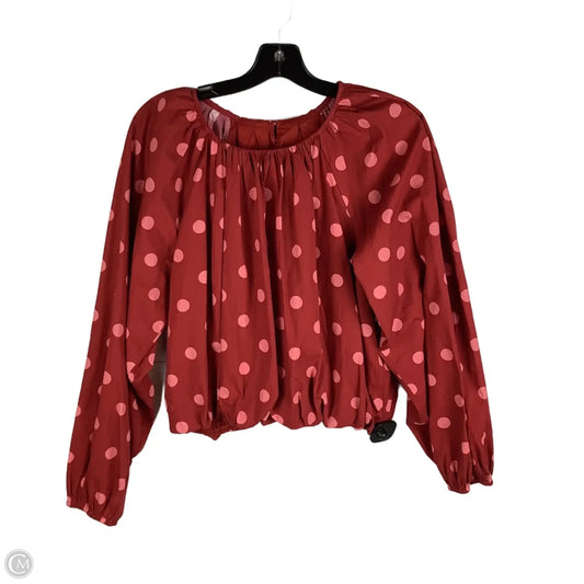 Top Long Sleeve By Maeve In Polkadot Pattern, Size: L