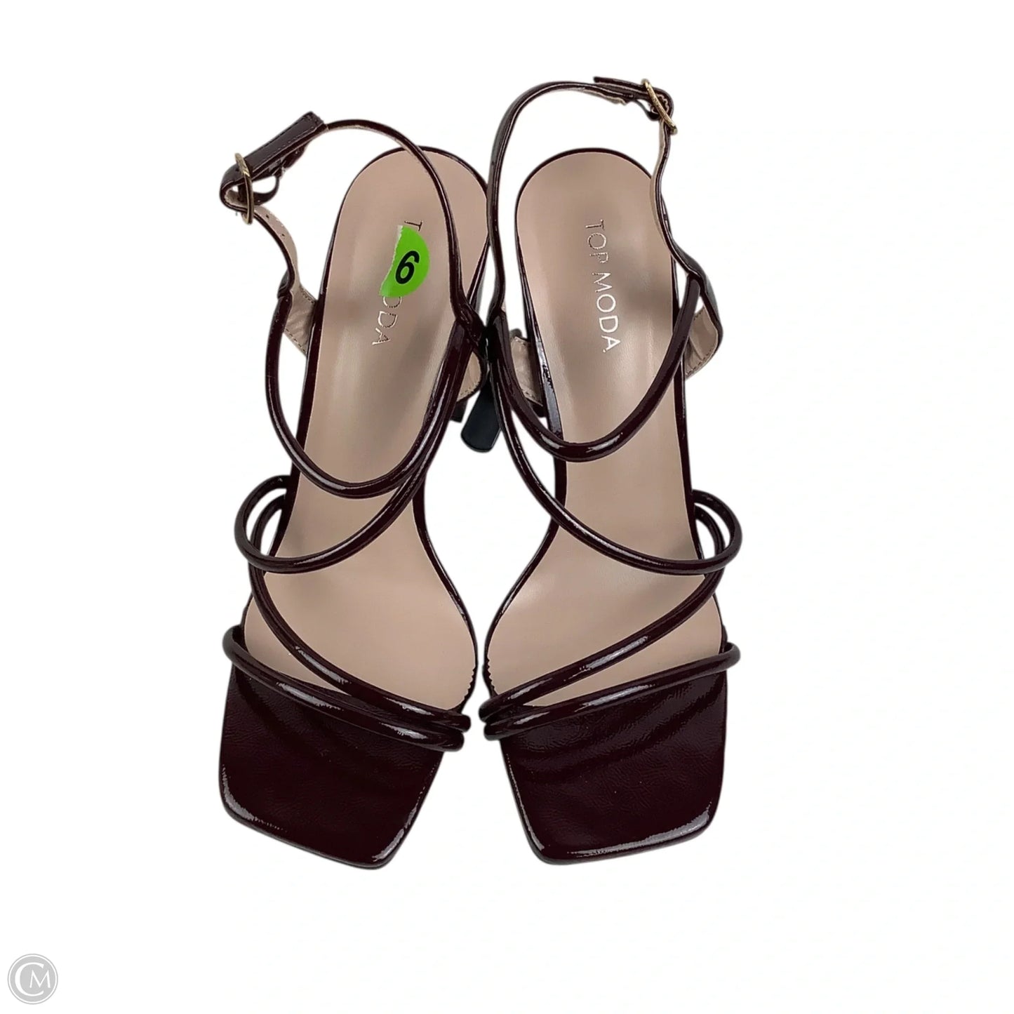 Sandals Heels Block By Top Moda In Maroon, Size: 9